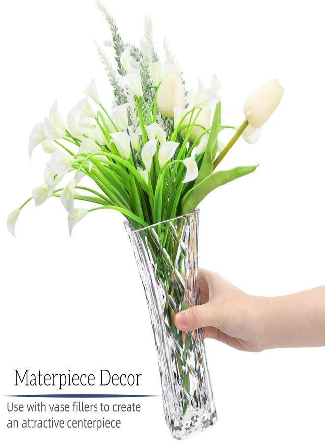 Jowgut Clear Crystal Vase, Decorative Tall Acrylic Flower Vase, 8" Thickened Heavy Design Unbreakable Diamond Pattern Vase for Centerpieces Wedding Party Gift Home Office Decor - Image 4